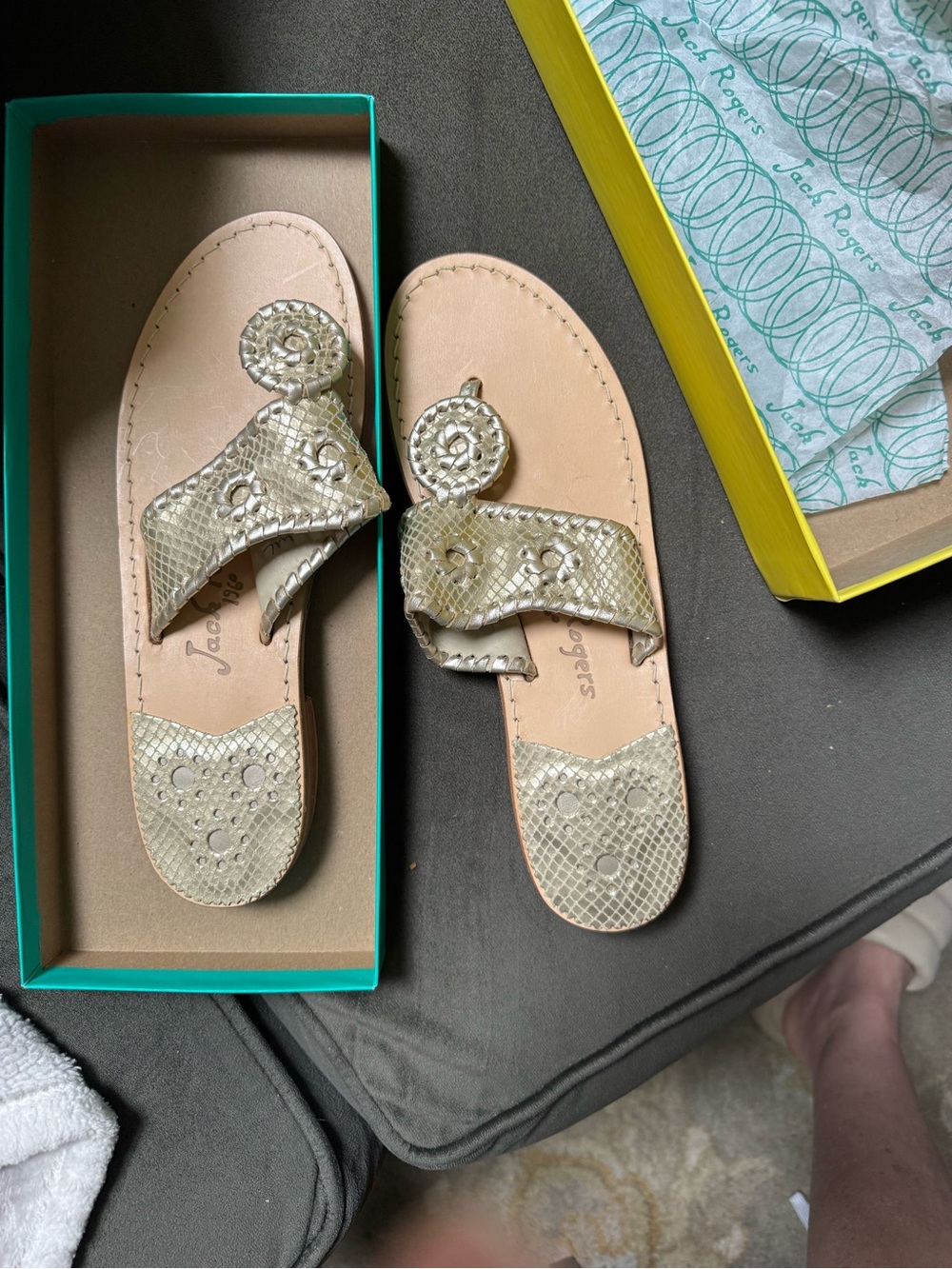 Jack Rogers Metallic Gold Sidney Sandals - Women's Gold Slide Sandals
